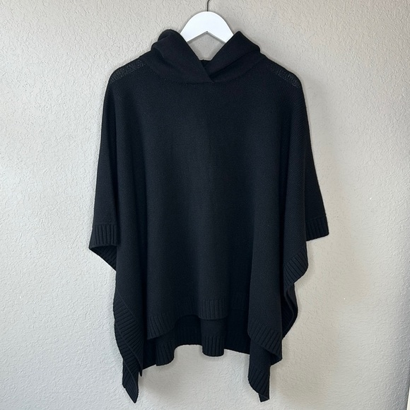 NWT Greyson Rowan Hooded Wool Cashmere Blend Black Poncho Size OS - Picture 1 of 13